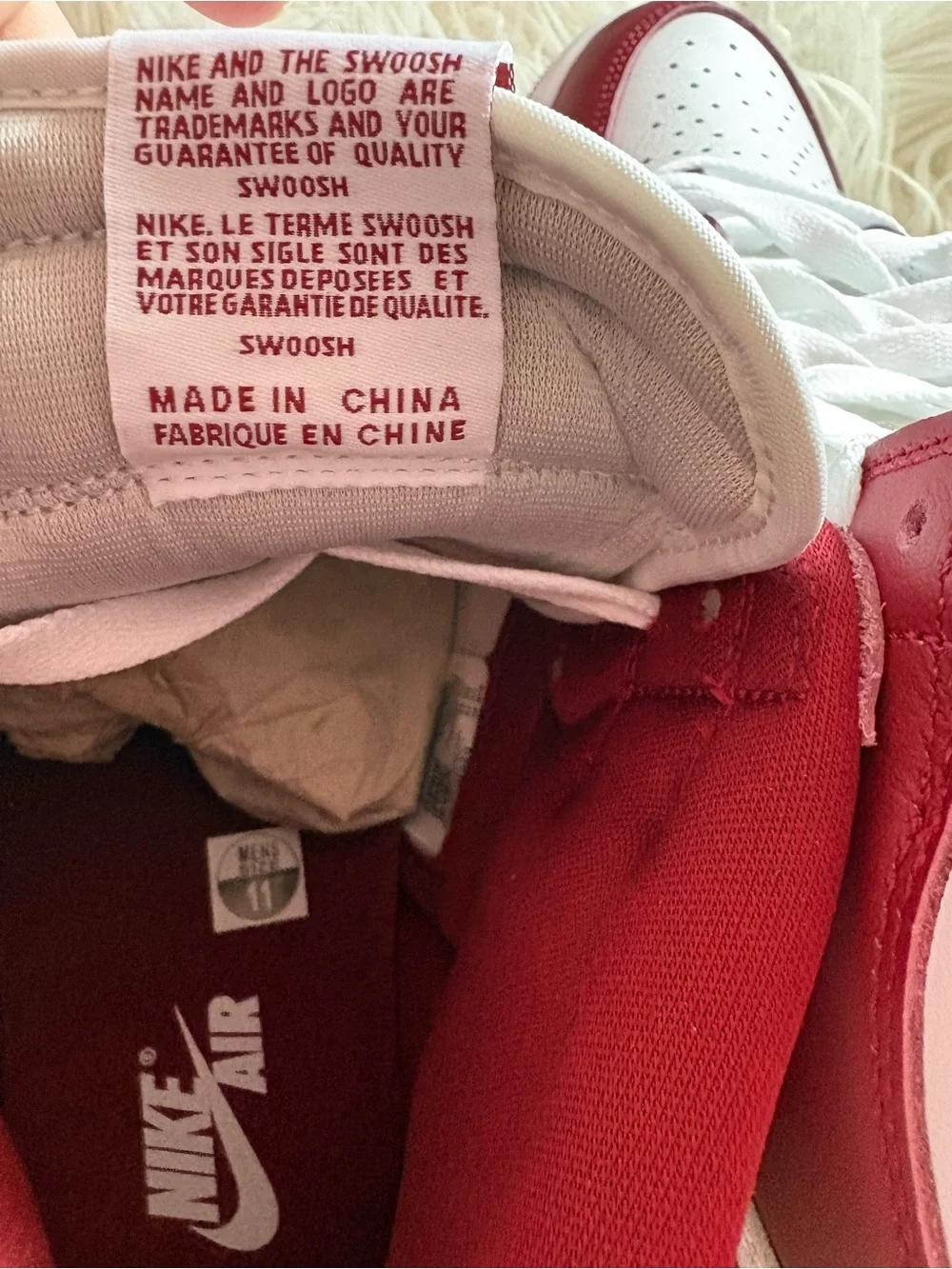 Nike Air Jordan 1 High OG Team Red White Men’s Size 11